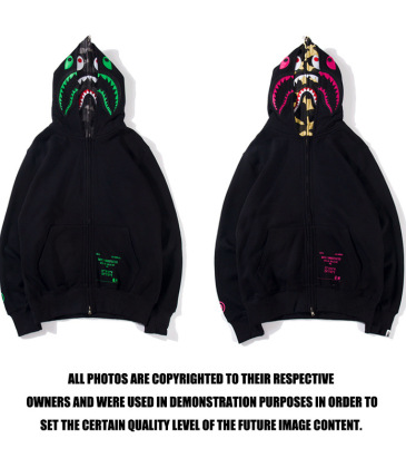 Bape Pink green tooth print double hoodie #99117334