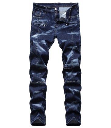 2021 new men's jeans blue stretch European and American personality zipper decoration jeans trendy men #99905873